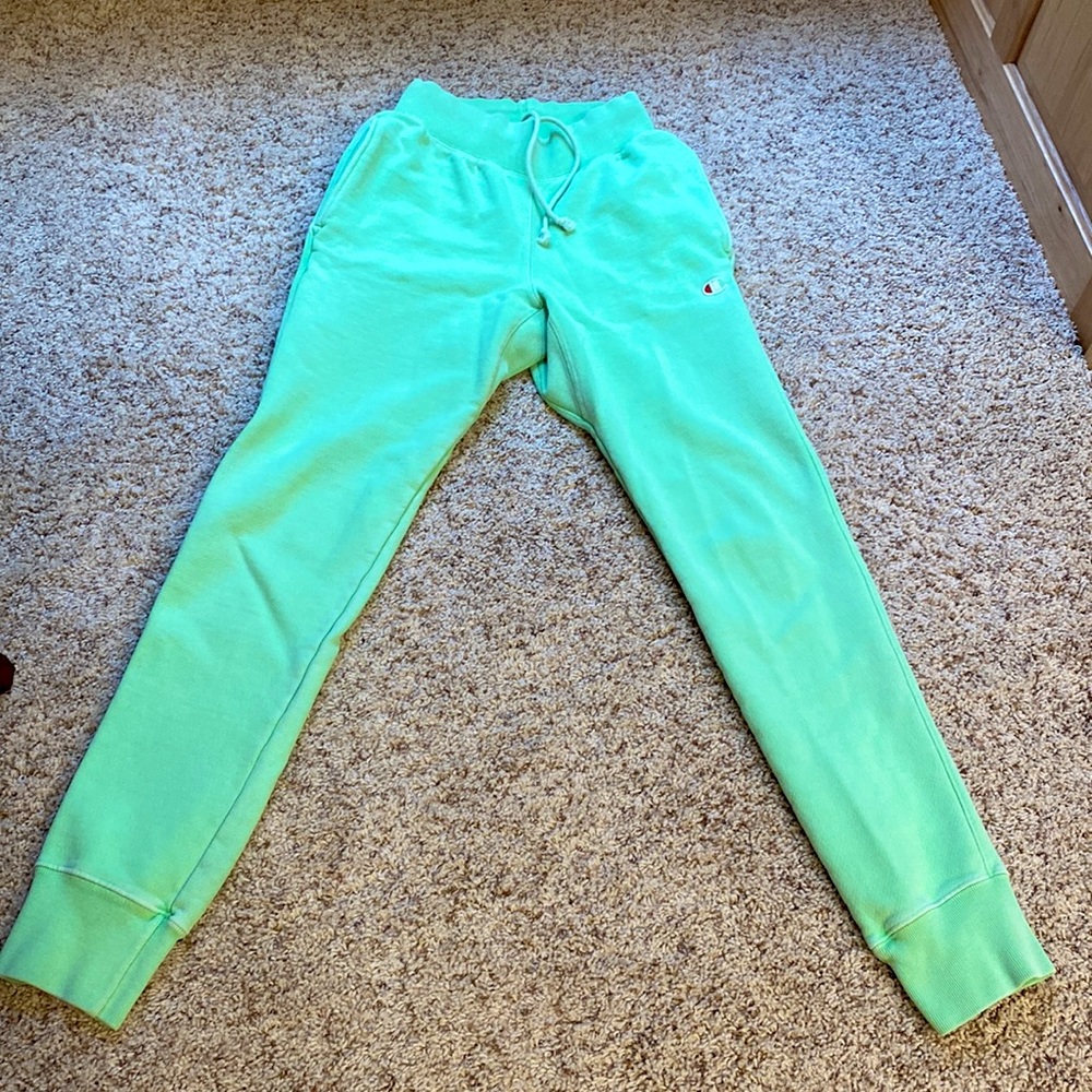 Light bright green reverse weave Champion joggers